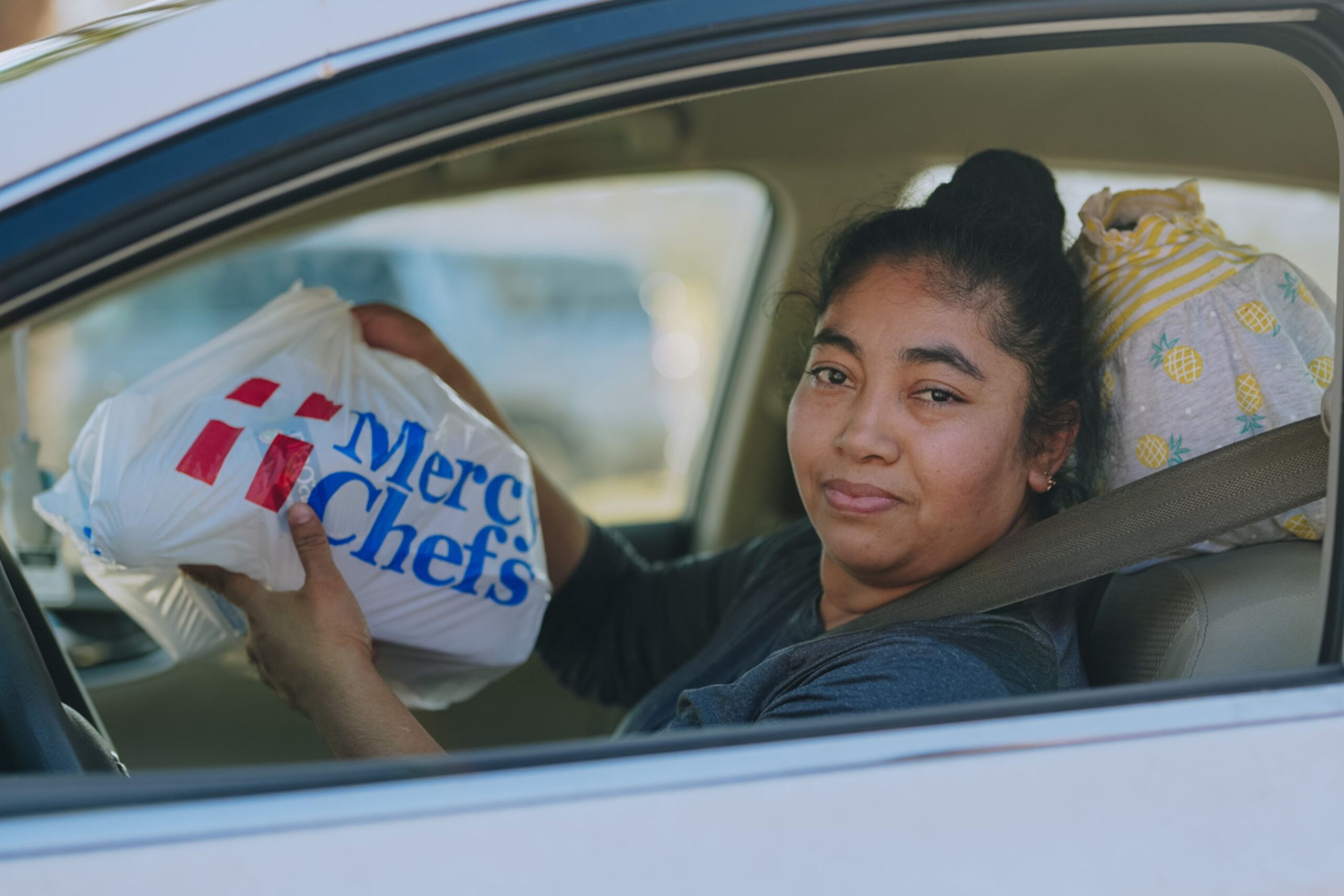 Hurricane Helene victim receiving a Mercy Chefs meal