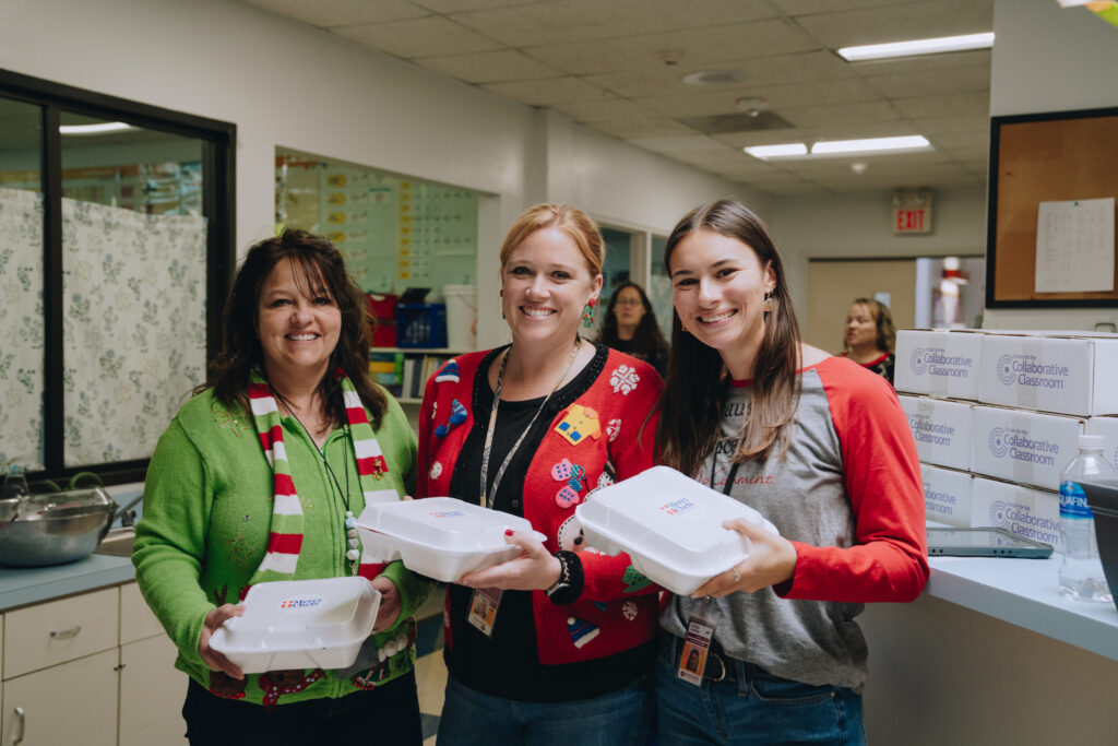 Teachers in Black Mountain, NC, affected by Hurricane Helene, receiving Christmas gifts.