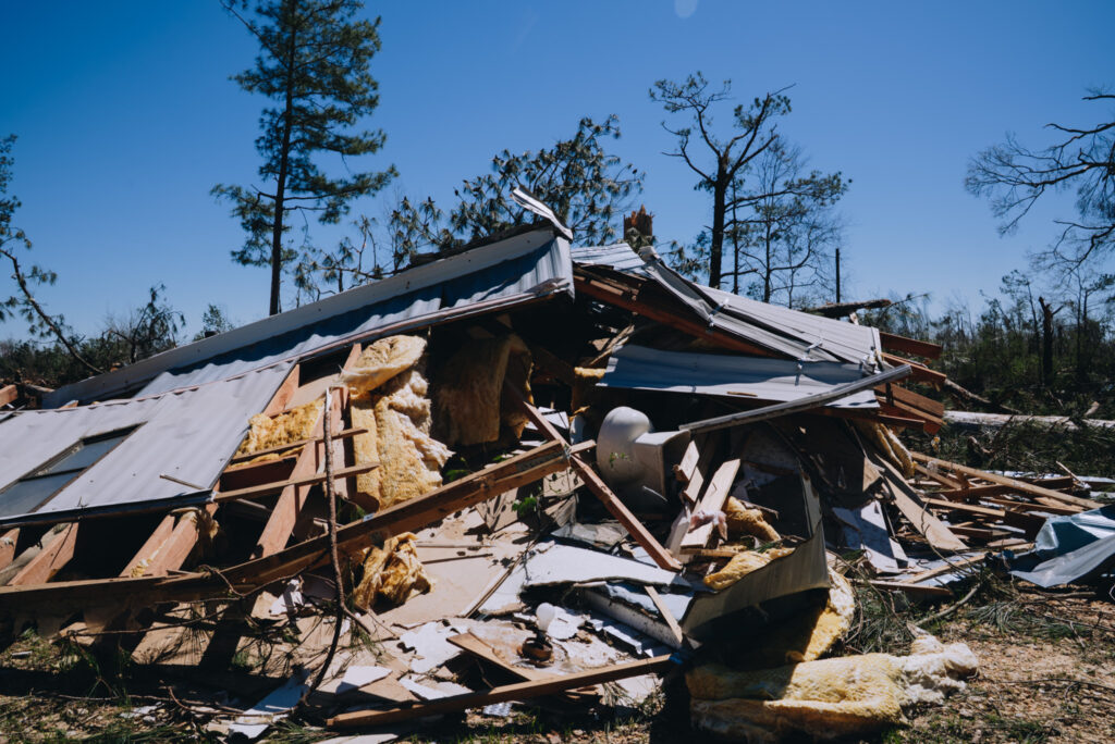 Severely damaged home in Tylertown, MS, following deadly tornadoes.
