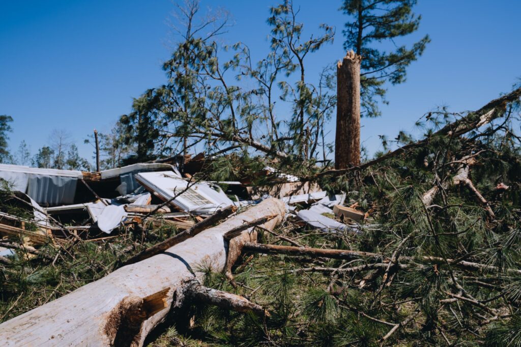 Damage caused by the tornadoes in Mississippi.