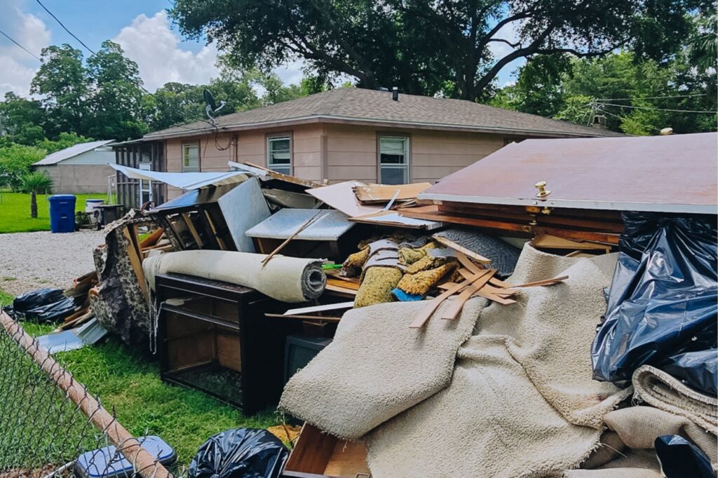Wreckage in the aftermath of the floods in Louisiana